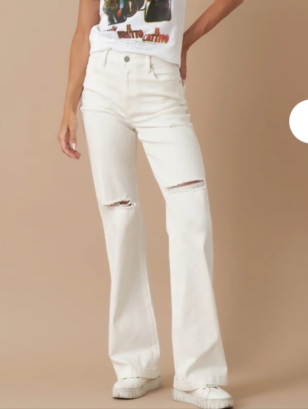 Insane Gene White Distressed Wide-Leg Jeans - Picture 3 of 5